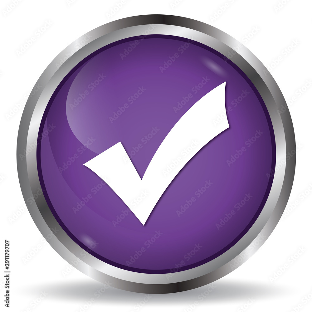 Validation icon purple glossy round button Validation icon purple glossy round button