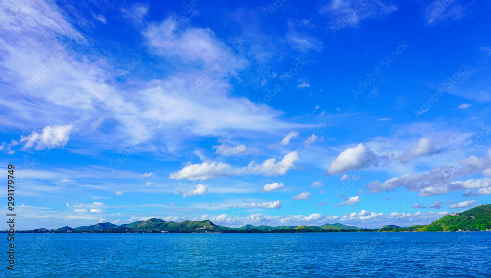 landscape of sea and island and beautiful cloudy during the sunny day. landscape of sea and island and beautiful cloudy during the sunny day.