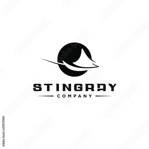 Murais de parede Animal logo design stingray fish in simple modern bold black vector