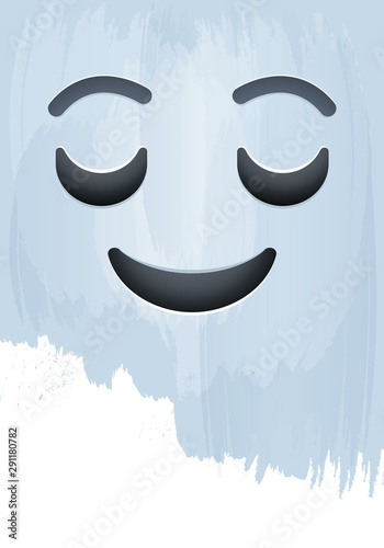 Smile Emotion Face with Happy Eyes on paint background vector illustration 