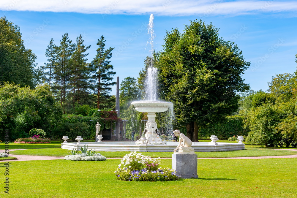 Vase fountain in private garden of Catherine palace, Tsarskoe Selo (Pushkin), St. Petersburg, Russia