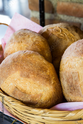 Basket with artisal bread. photo