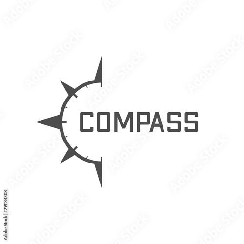 vector illustration letter n with half compass logo icon black color