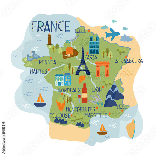 Photo vector map of france