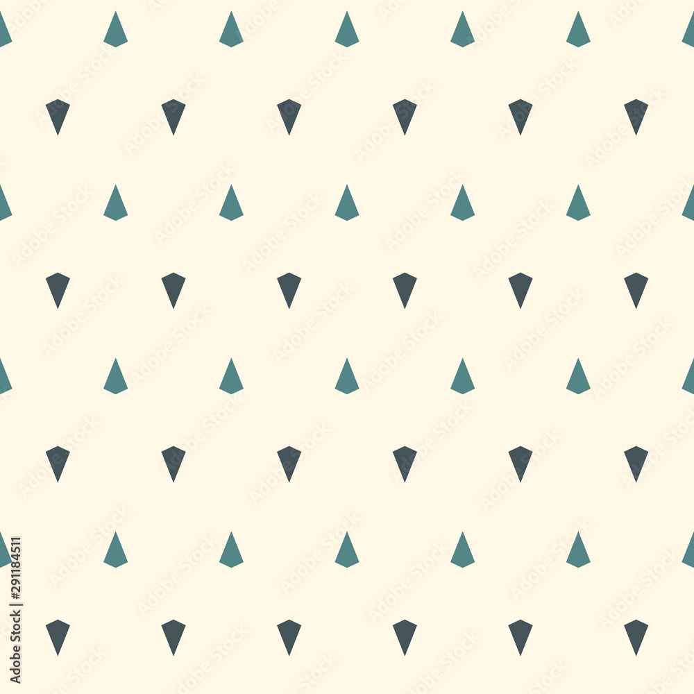 Seamless pattern with simple ornament. Mini kites motif. Repeated triangles background. Minimalist geometric wallpaper.