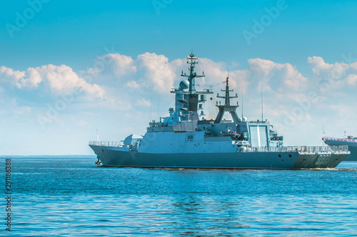 Warship. Protection of Maritime borders. Missile cruiser. Navy. Protection of the country. Combat duty. Neutral water.