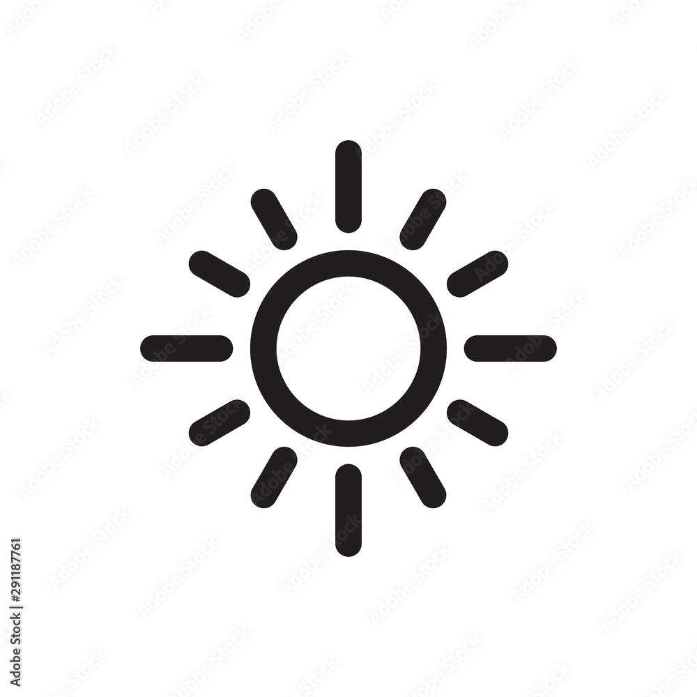 Sun black icon design. Summer graphic sign. Line art. Vector illustration. Sun black icon design. Summer graphic sign. Line art. Vector illustration.