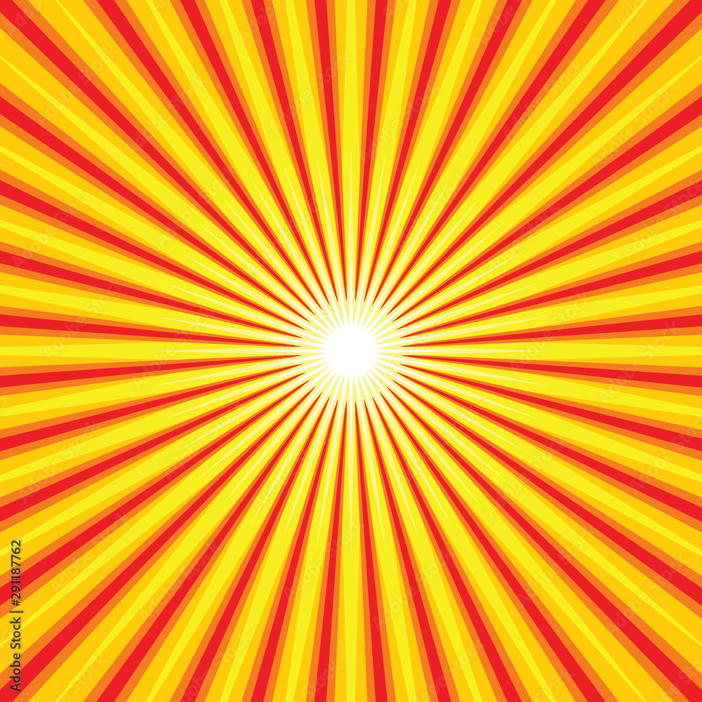 Sunburst background. Bright rays from center composition. Summer sun. Abstract banner with radial lines. Vector illustration. Sunburst background. Bright rays from center composition. Summer sun. Abstract banner with radial lines. Vector illustration.