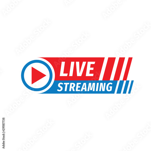 Live streaming logo icon vector design element. Banner and play button for tv news or online broadcasting.  