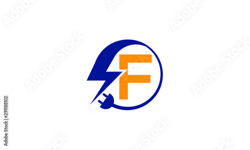 Electrical sign with the letter F, Electricity Logo, electric logo and icon Vector design Template.Lightning Icon in Vector. Lightning Logo, Power Energy Logo Design Element, 