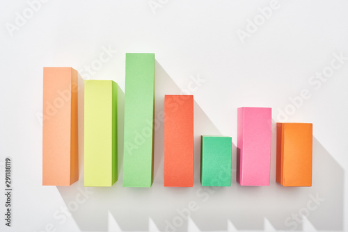 top view of color analytical graph on white background photo