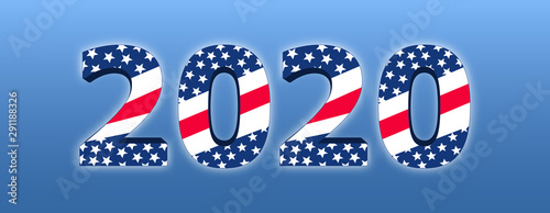 2020 United States of America Presidential Election. Vote 2020 USA. Dynamic Numbers design elements for a flyer, banner or poster the color of national flag. Vector