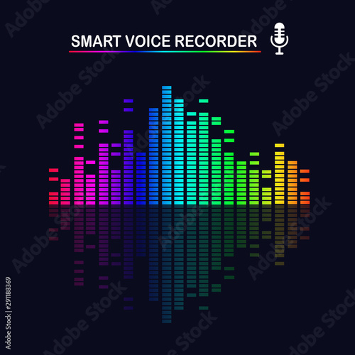 Sound audio wave from equalizer. Music frequency in color spectrum. Vector flat design