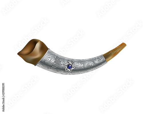 shofar with menorah