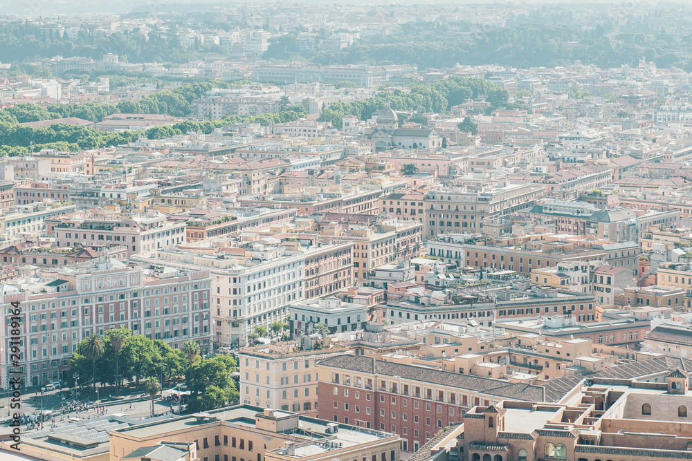 View on Rome, Italy. Panorama of Rome from Saint Peter's basilica. 