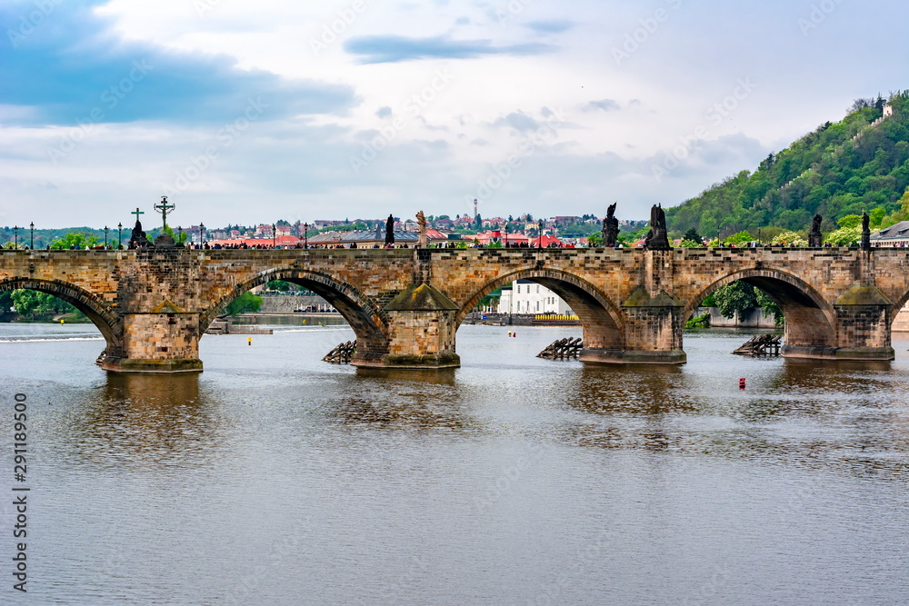 Charles bridge over Vltava river, Prague, Czech Republic