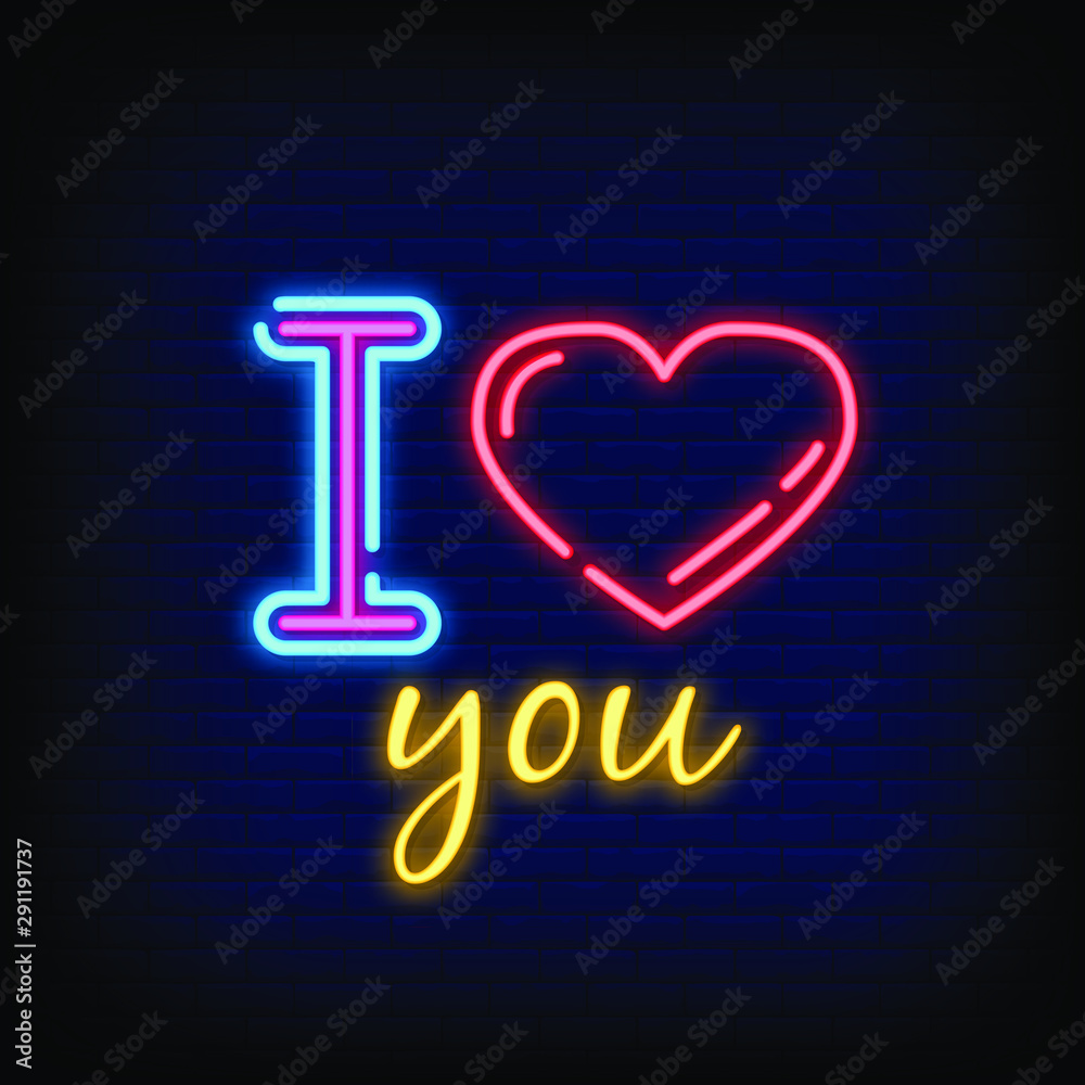 I love You neon signs style text vector I love You neon signs style text vector