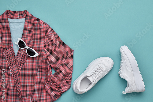 Autumn Fashion Clothes Flat lay, Leaf. Fall Outfit