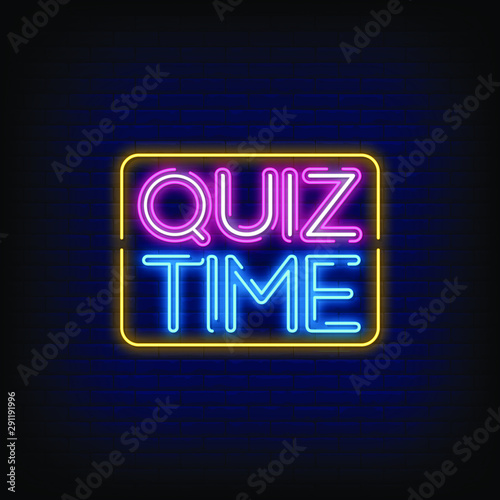 Quiz Time neon signs style text vector