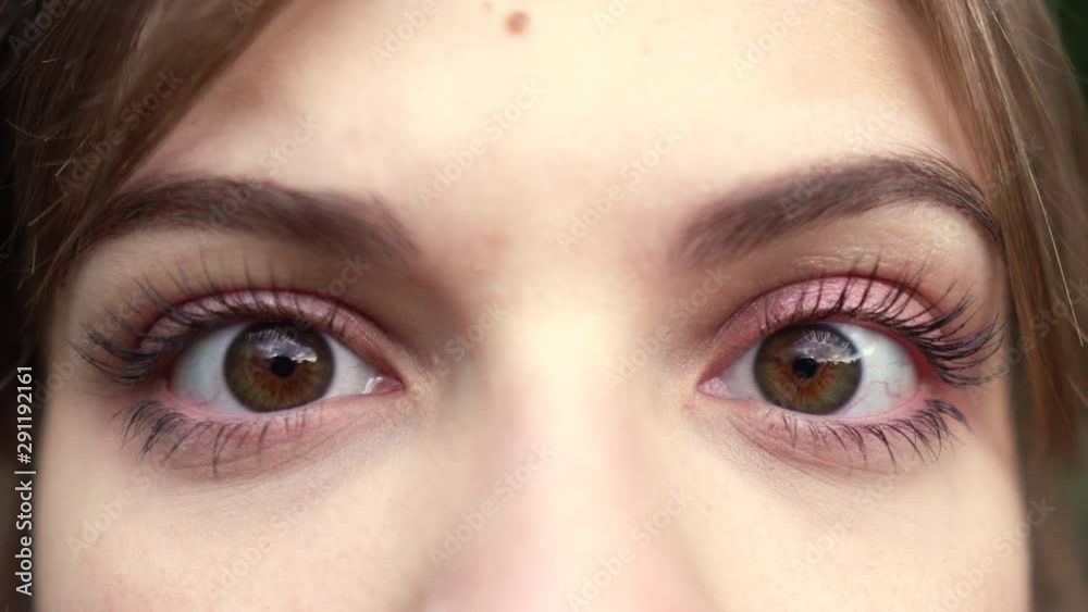 Closeup Woman eyes. macro shoot. nervous tick eye. conjunctivitis