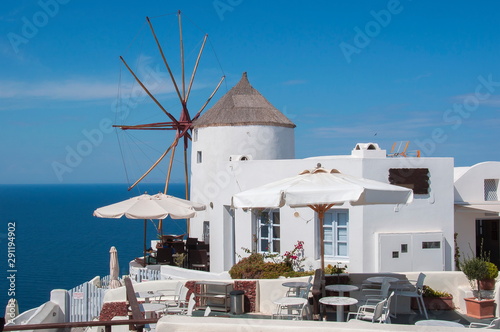 Windmill in Oia village, Santorini, Greece