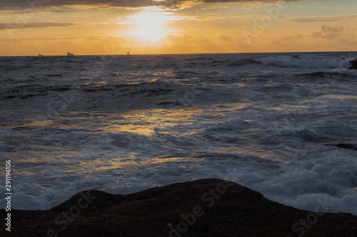 sunset on the beach of Azkorri  in Biscay