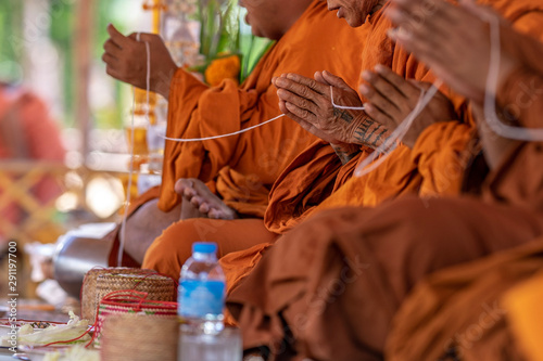 Monk Praying hands to pray in religious ceremonies