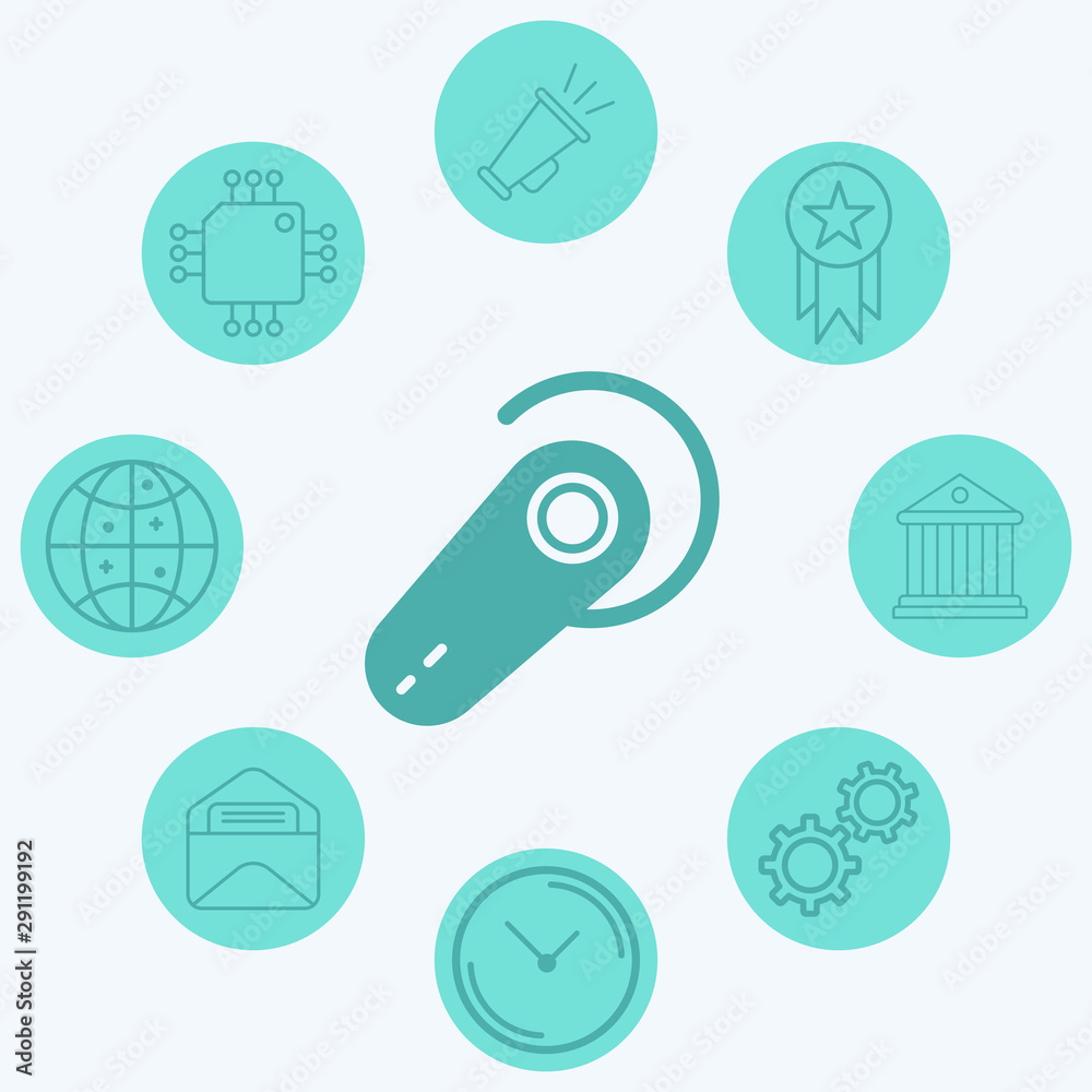 Fototapeta premium Wireless earphone vector icon sign symbol