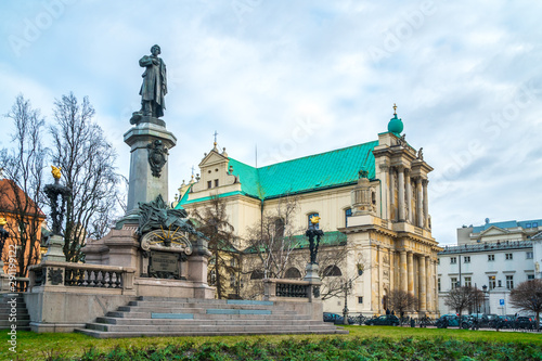 Mickiewicz Monument and Church of the Assumption of the Virgin Mary and of St. Joseph known as the Carmelite Church.