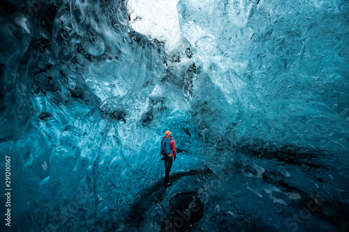 Fototapeta Inside a glacier ice cave in Iceland