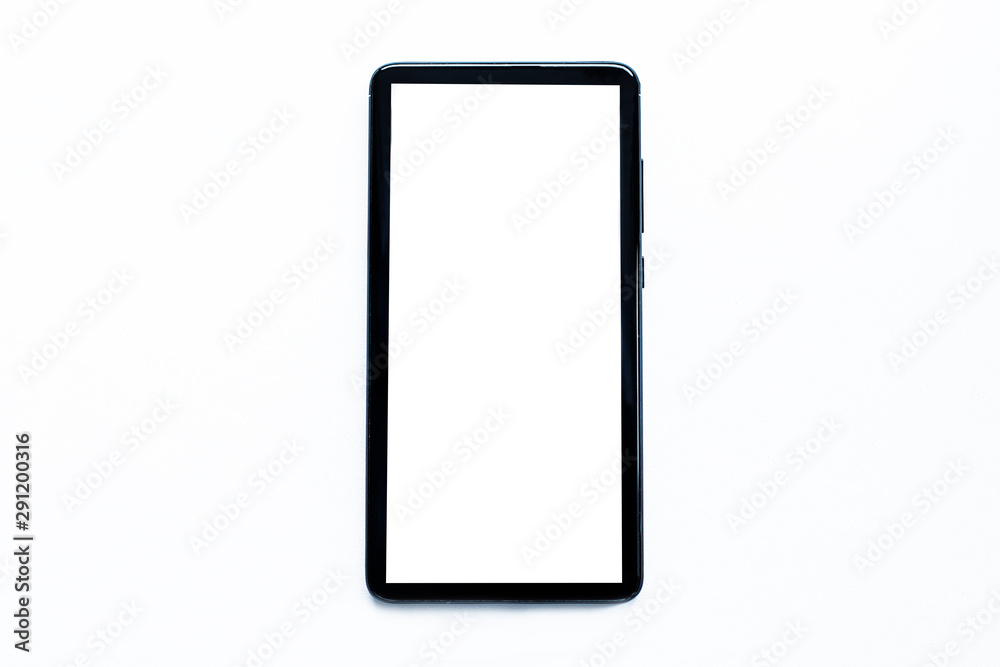Modern touchscreen smartphone and blank screen isolated on white background with clipping path. Black mobile phone. Copy space, Mock up. Modern touchscreen smartphone and blank screen isolated on white background with clipping path. Black mobile phone. Copy space, Mock up.