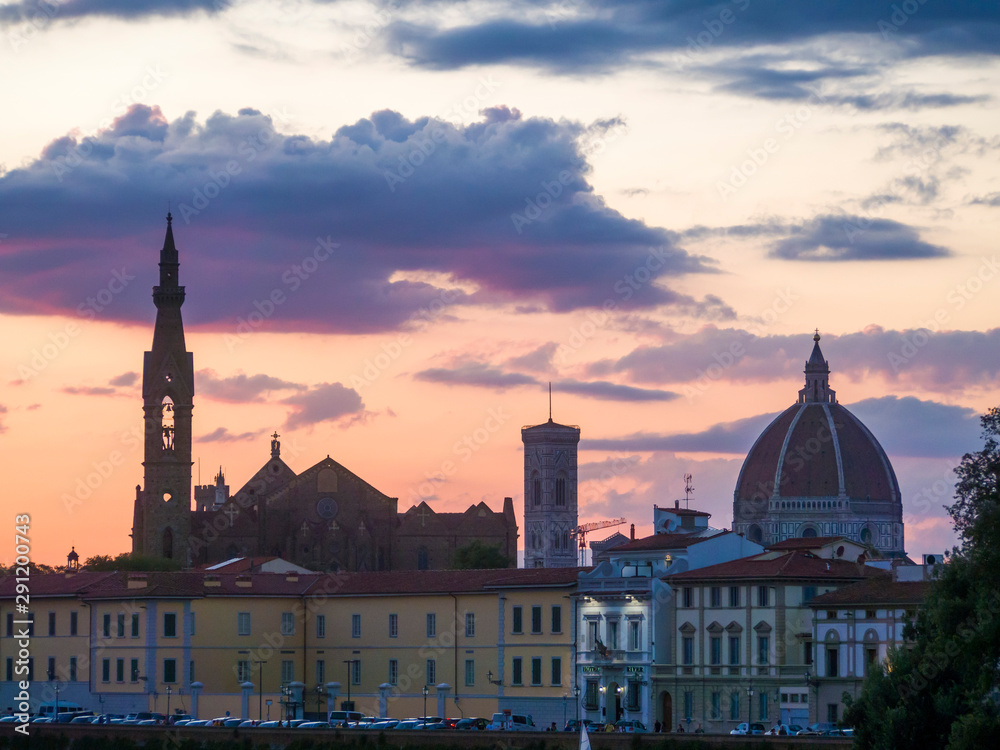 Naklejka premium Italia, Firenze,la città al tramonto