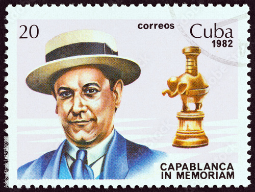 World chess champion Jose Raul Capablanca and rook (Cuba 1982) photo