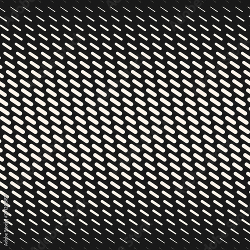 Vector geometric halftone diagonal stripes seamless pattern. Black and white