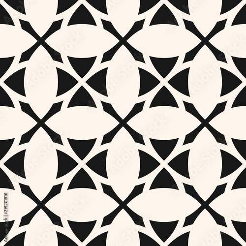 Vector geometric floral grid texture. Abstract black and white seamless pattern