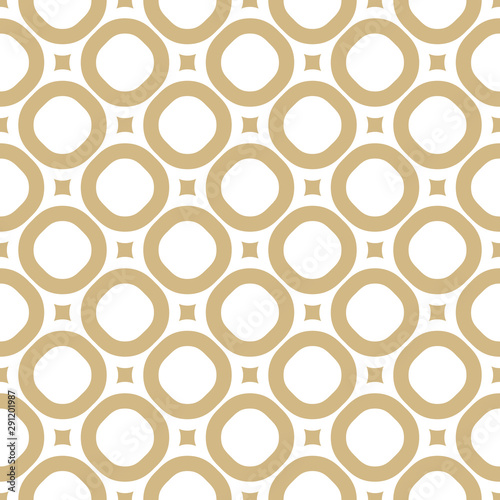Fototapeta Naklejka Na Ścianę i Meble -  Simple golden geometric vector seamless pattern with circles and small squares