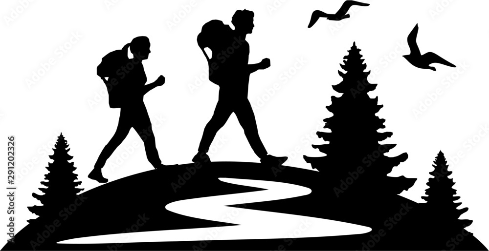 Hiking Mountain Skyline Landscape Vector
