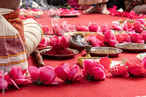 Indian wedding ceremony, decorations for traditional ethnic rituals for marriage