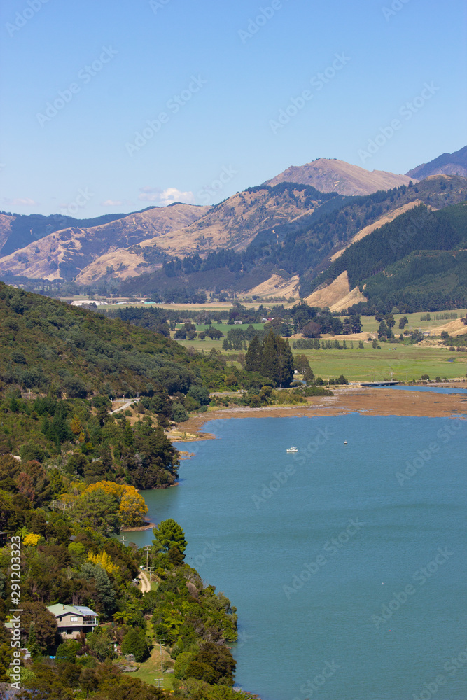 seascape view in Marlborough region of New Zealand