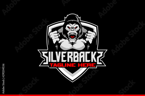 SILVERBACK OR GORILLA ANIMAL VECTOR LOGO TEMPLATE