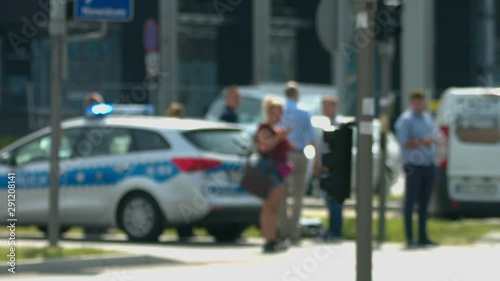 Wallpaper Mural Out of focus police emergency lights flash incident in the day time European slow motion Torontodigital.ca