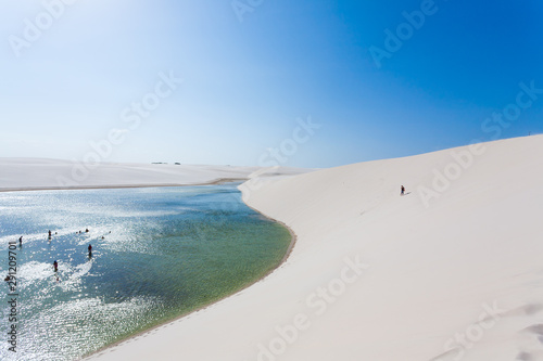 White sand dunes panorama from Lencois Maranhenses National Park, Brazil. photo