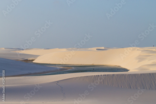 White sand dunes panorama from Lencois Maranhenses National Park  Brazil.