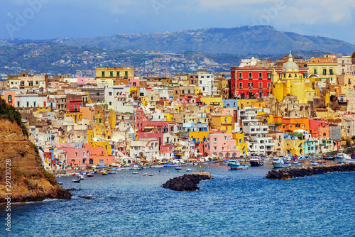 Slika na platnu Colorful fishing village on Procida island, Naples, Italy