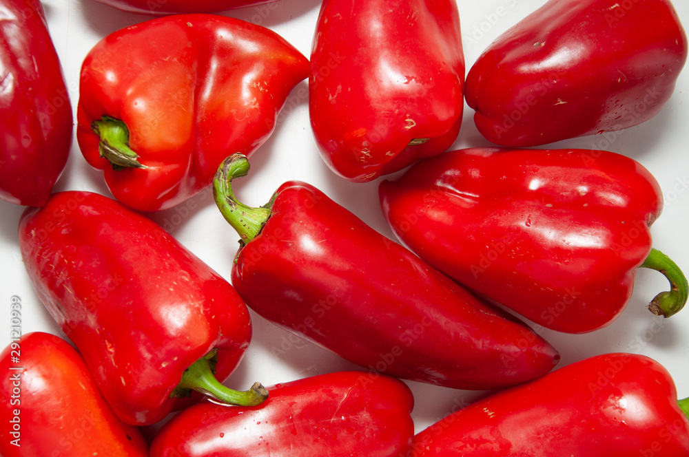 red peppers on white background red peppers on white background