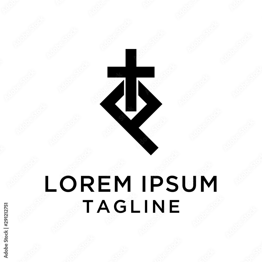 initial letter logo P with Cross, logo template initial letter logo P with Cross, logo template