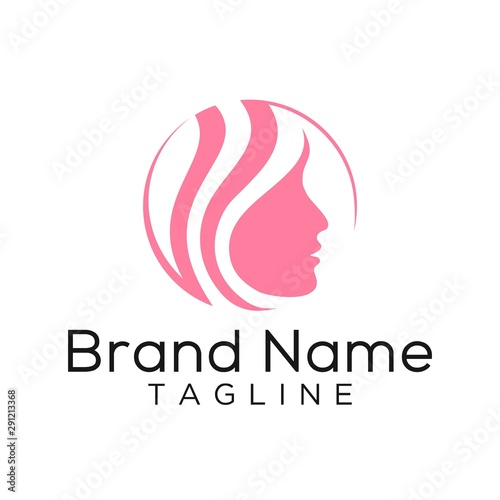 beauty face and hair style vector logo design
