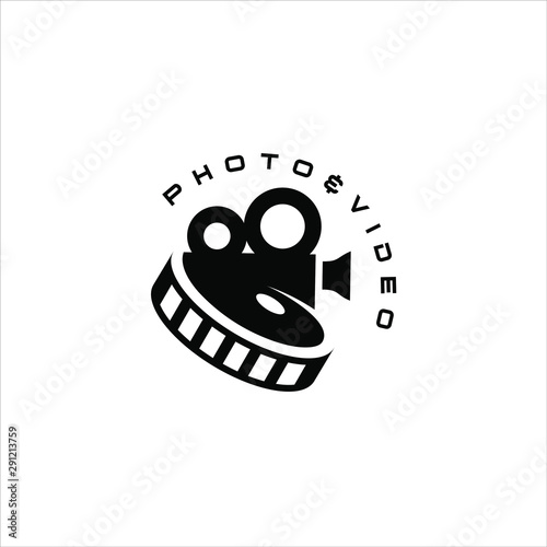 cinema logo fun modern black illustration for photo and video production design idea