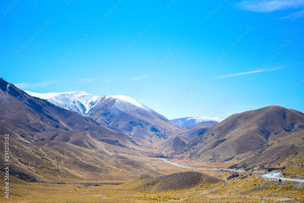 Mountain fill with snow and blue sky