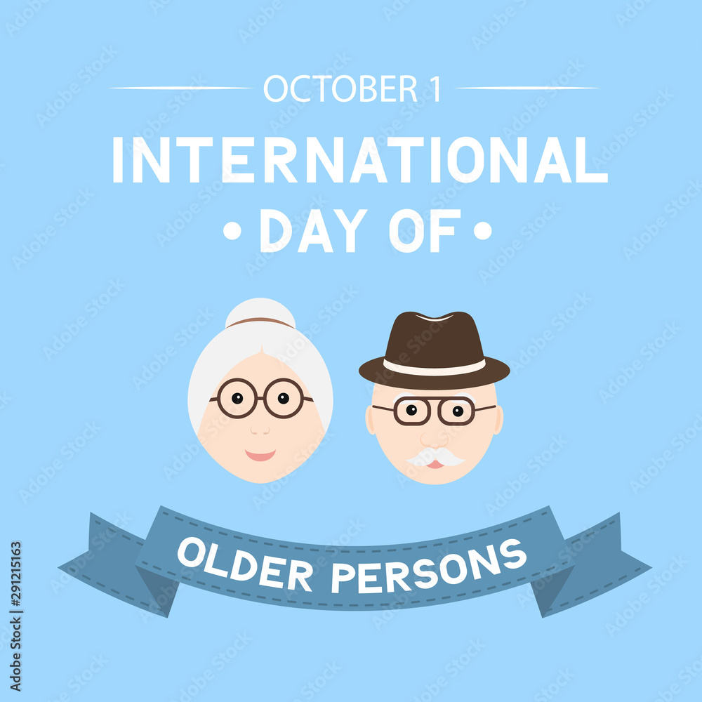International day of older persons banner. Easy to edit vector template for greeting card, typography poster, logo design, postcard, flyer, sticker, brochure, sign, etc.